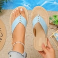 thumbnail image 3 of Rokment Flip Flops Beach Sandals for Women Indoor and Outdoor Waterproof Water Swim Pool Flat Thongs Slippers Casual Dress Slip on Slides Summer Shoes Sky Blue Size 7.5, 3 of 8