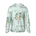 thumbnail image 2 of Uemuo World Travel Map Pattern Women's Full Zip UPF 50+ Sun Protection Hoodie Jacket Long Sleeve Sun Shirt Hiking Outdoor Performance with Pockets-, 2 of 9