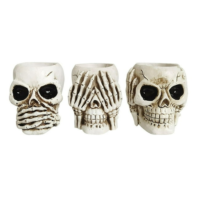 3 Pcs Pots de Fleurs en Forme de Skull Supports de Fleurs Jardinière Jardinières en Résine Fournitures pour la Maison