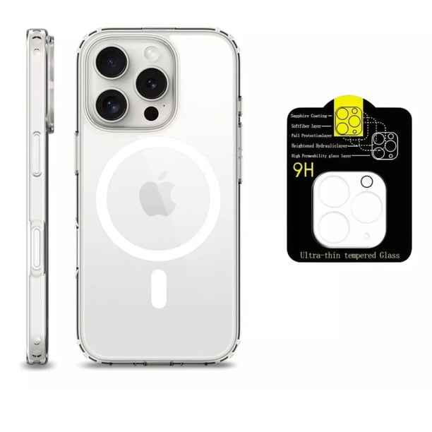 Kit Mica Cámara Para Iphone 16 + Funda Case Transparente para Iphone 16 pro / Transparente