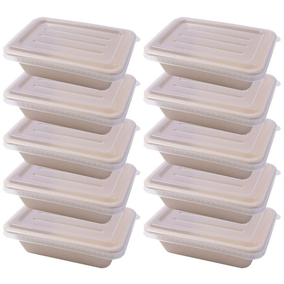 Homoyoyo 10PCS Disposable Food Storage Containers Yellow Meal Boxes 700ML PP and Paper Material Microwave Safe