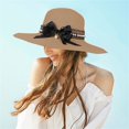 thumbnail image 4 of Mujeres Bowler sombrero de paja de encaje de perlas Bowknot Wide Brim Visera plegable sombreros para la playa al aire libre Seaside, 4 of 5