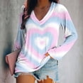 thumbnail image 5 of Valentines Shirts for Women Tie Dye Heart T Shirt Casual Loose Valentine's Tee Shirt Long Sleeve V Neck Tops, 5 of 6