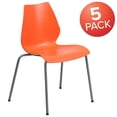 thumbnail image 2 of Flash Furniture 5 Pack HERCULES Series 770 lb. Capacity Orange Stack Chair with Lumbar Support and Silver Frame, 2 of 2