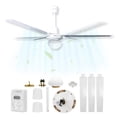 thumbnail image 2 of CM-TOP Ventilador De Techo Con Luz Led Lámpara De 56" 65W 127V 5 Vel 3 Aspas Acero Luz Blanco Cálido 3000K 4800-6000 LM Silencioso Función Reversible Abanico Fan Cooler, 2 of 6