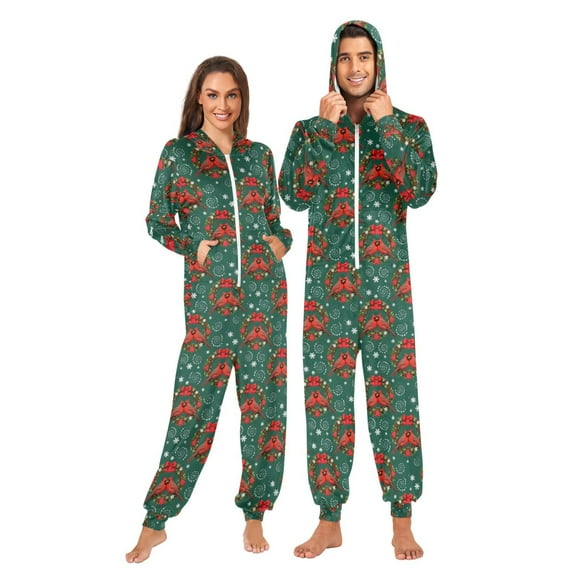 joogoo Cardinal Bows Snowflakes Unisex Adults Onesies Pajamas Jumpsuits L