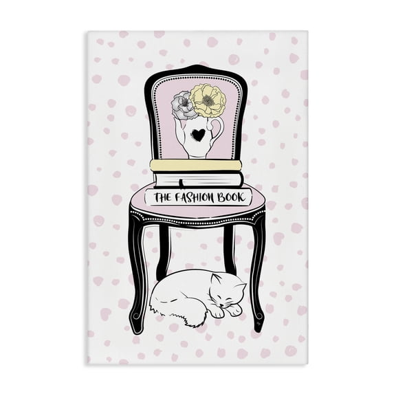 Stupell Industries Shabby Chic Fashion Book on Chair Canvas Art, 16 x 24, by Martina Pavlova