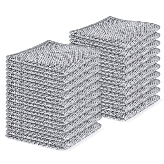 Zgclkk Non-Scratch Silver Steel Wool Pads Dish Cloths 20 Count, Multi-Purpose Kitchen Scrubbers