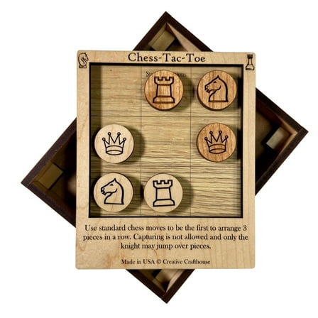 Creative Crafthouse Chess Tac Toe 2-Player Wood Strategy Board Game