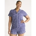 thumbnail image 2 of Joyspun Women's Dreamy Soft Collection Notch Collar Top and Shorts Pajama Set, 2-Piece, Sizes XS-3X, 2 of 6