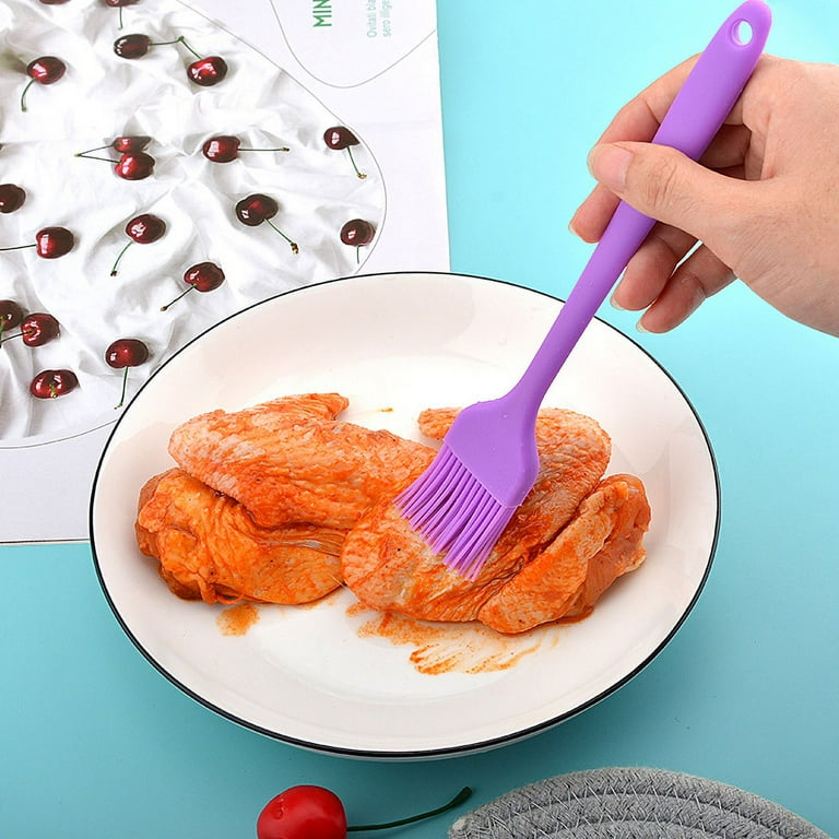 Silicone Basting Brush With Teak Wood Handle - Heat Resistant Up To 446°F, Removable Head, Perfect For Oils, Butter & Marinades (Purple)