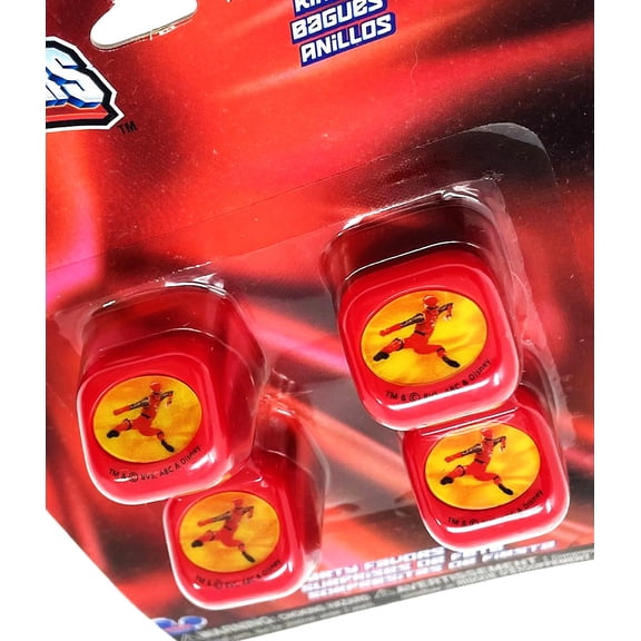 2 Packs - Power Rangers Red Rings Party Favor Treats - 2 Packs of 4 - 8 Total