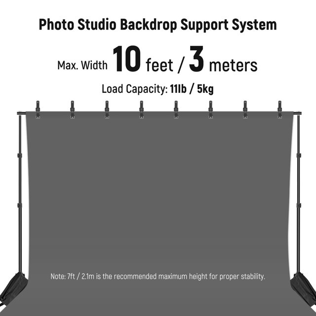 Neewer 10ft Backdrop Support System - Adjustable Photo Studio Stand With Clamps & Sandbags