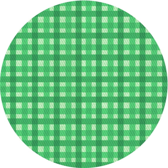 Ahgly Company Indoor Round Patterned Lime Mint Green Area Rugs, 3' Round