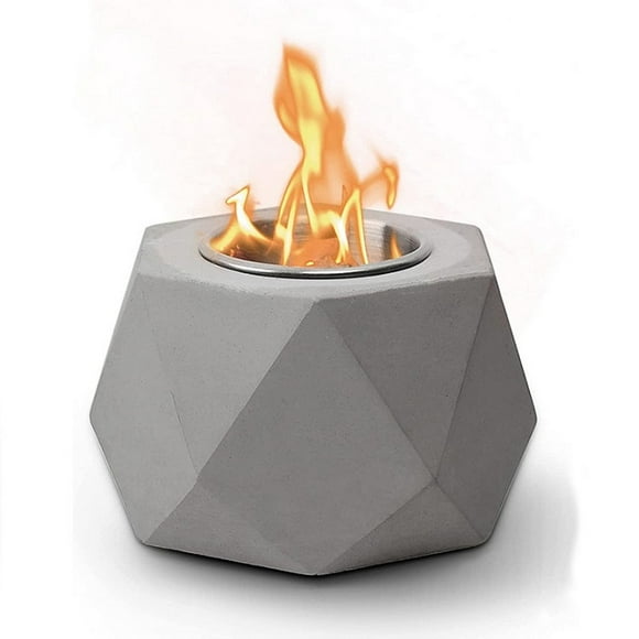 Tabletop Fire Pit Bowl for Halloween Christmas Decorations - Concrete Table Top Fireplace Indoor Outdoor Portable Rubbing