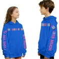 thumbnail image 2 of dazeni Boys Girls Valentine's Day Outfits Letter Graphic Pullover Hoodies Oversized Drop Shoulder Sweatshirts Spring Back to School Clothes Blue2 11 Years, 2 of 7
