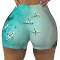 thumbnail image 2 of Zufioo Turquoise Beach Kayaking High Waist Yoga Shorts for Women Tummy Control Fitness Athletic Workout Running Shorts Women's Biker Shorts-Large, 2 of 8