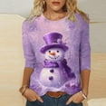 thumbnail image 2 of LEBONYARD Ladies' Christmas Printing Round Neck Sweatshirts Casual 3/4 Sleeve Loose Fit Top, 2 of 5