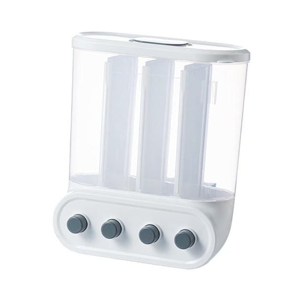 Dispensador de alimentos secos de pared con compartimentos para cereales, arroz, dulces 4 cuadrícula