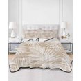 thumbnail image 2 of Quilts Full Size Bedding Set, Beige Palm Leaves Lightweight Quilted Comforter, Summer Tropical Botanical Coastal Soft Reversible Bedspread Coverlet with Pillow Covers for All Season, 78" x 90", 2 of 7