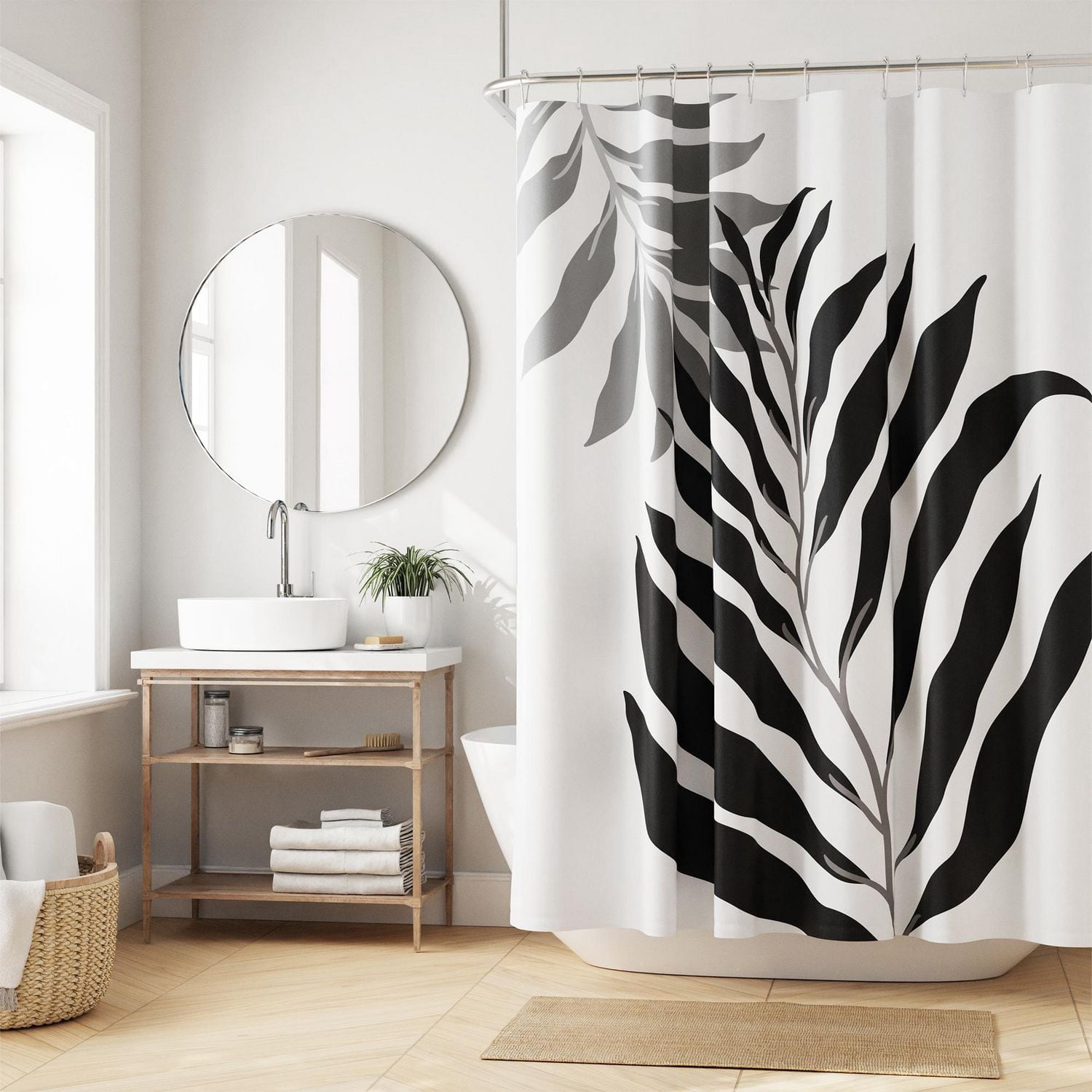 Rideau De Douche Fleurs Dorées 200x200 Cm - Polyester Anti-moisissure, 12 Crochets, Ourlet Lesté - Décoration Salle De Bain