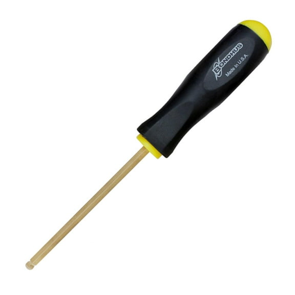9/64" Hex (Allen) Balldriver® Screwdriver, Protanium® High Torque Steel With Goldguard™ 14k Plated Finish - Bondhus® USA