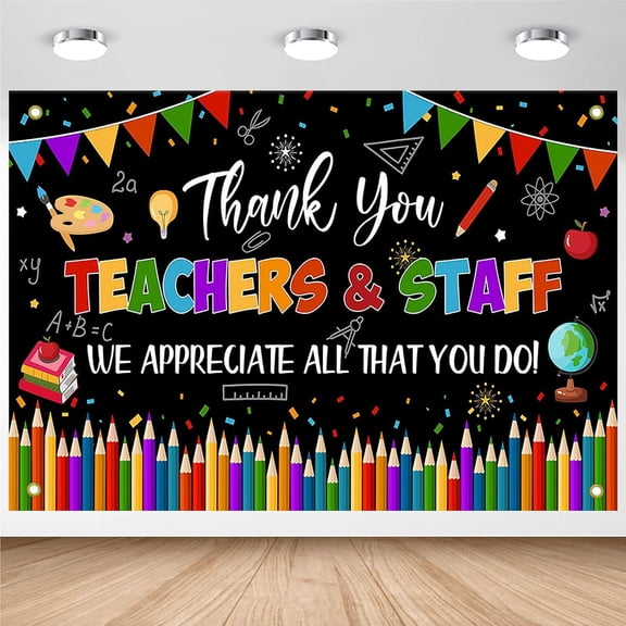 Thank You Teachers Backdrop Teacher Appreciation Week Background Teachers Staffs Appreciation Week Party Decorations Banner Supplies Photo Booth Props