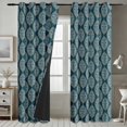 thumbnail image 4 of Vargottam Leaf Design Blackout Curtains - Set of 2 Panels, 52 x 84 Inches Each - Light Blocking & Thermal Insulated Drapes with Grommet Top for Bedroom & Living Room - Blue, 4 of 9