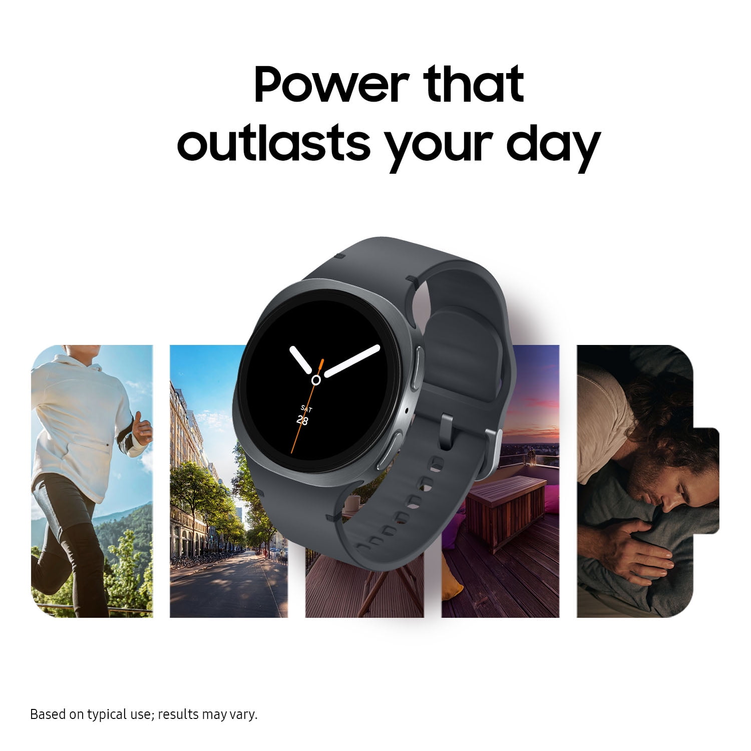 Open Box Samsung Galaxy Watch8 44mm Bluetooth Smart Watch, Silver, White Band