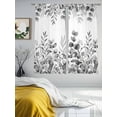 thumbnail image 3 of Grey Eucalyptus Leaves Sheer Curtains 72 Inch Length 2 Panels Set Window Treatments, Watercolor Spring Summer Botanical Rod Pocket Semi Curtains for Living Room/Bedroom/Kitchen Décor, 104"W x 72"L, 3 of 7