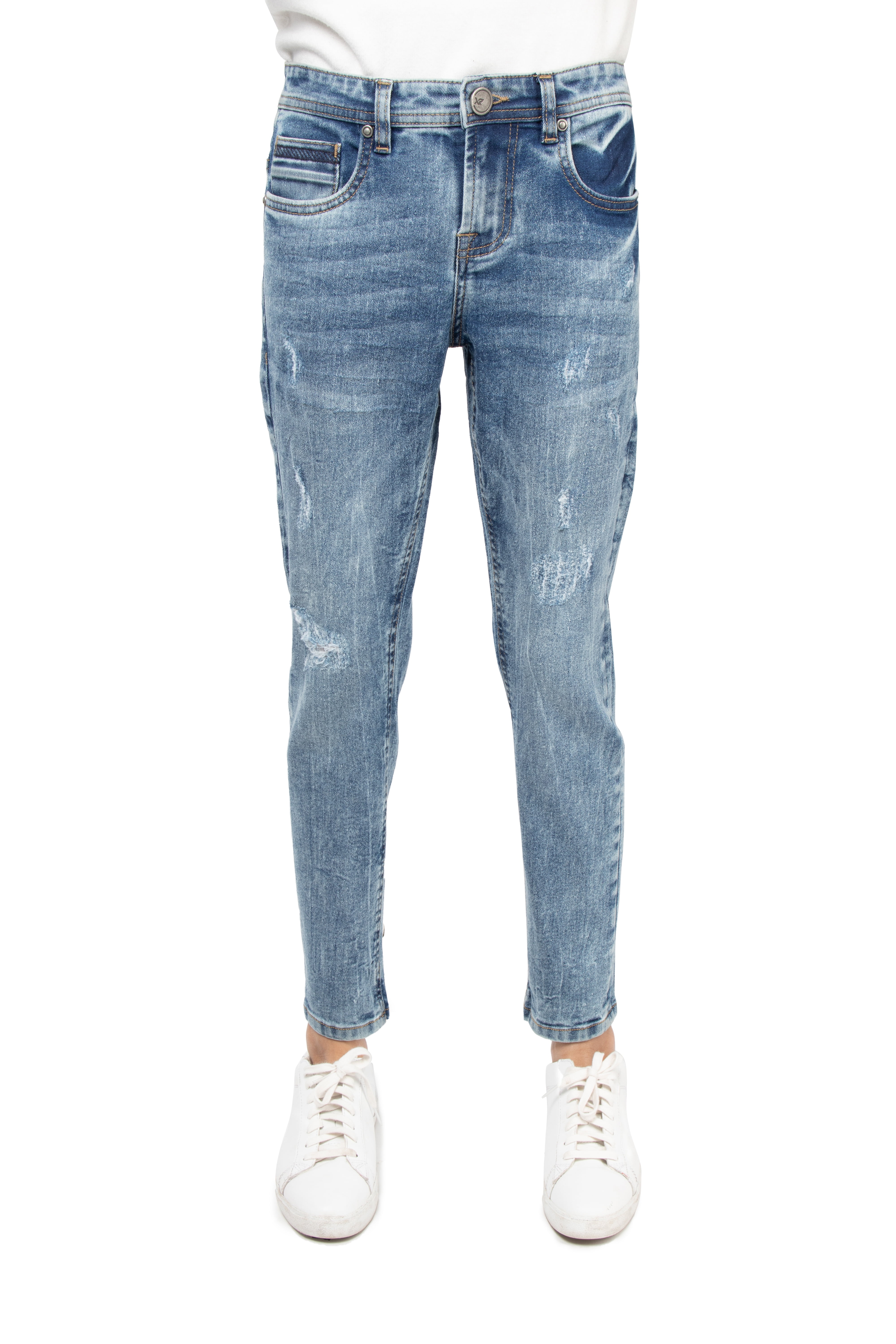 X Skinny Jeans for Slim Fit Denim Pants, Blue Distressed - Knee Rips, Husky - Walmart.com