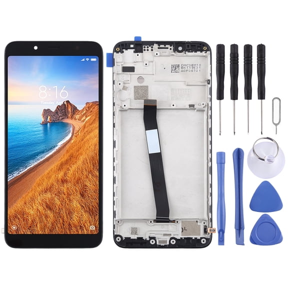 Cellphone Repair Parts  TFT LCD Screen for Xiaomi Redmi 7A Digitizer Full Assembly with Frame(Black)