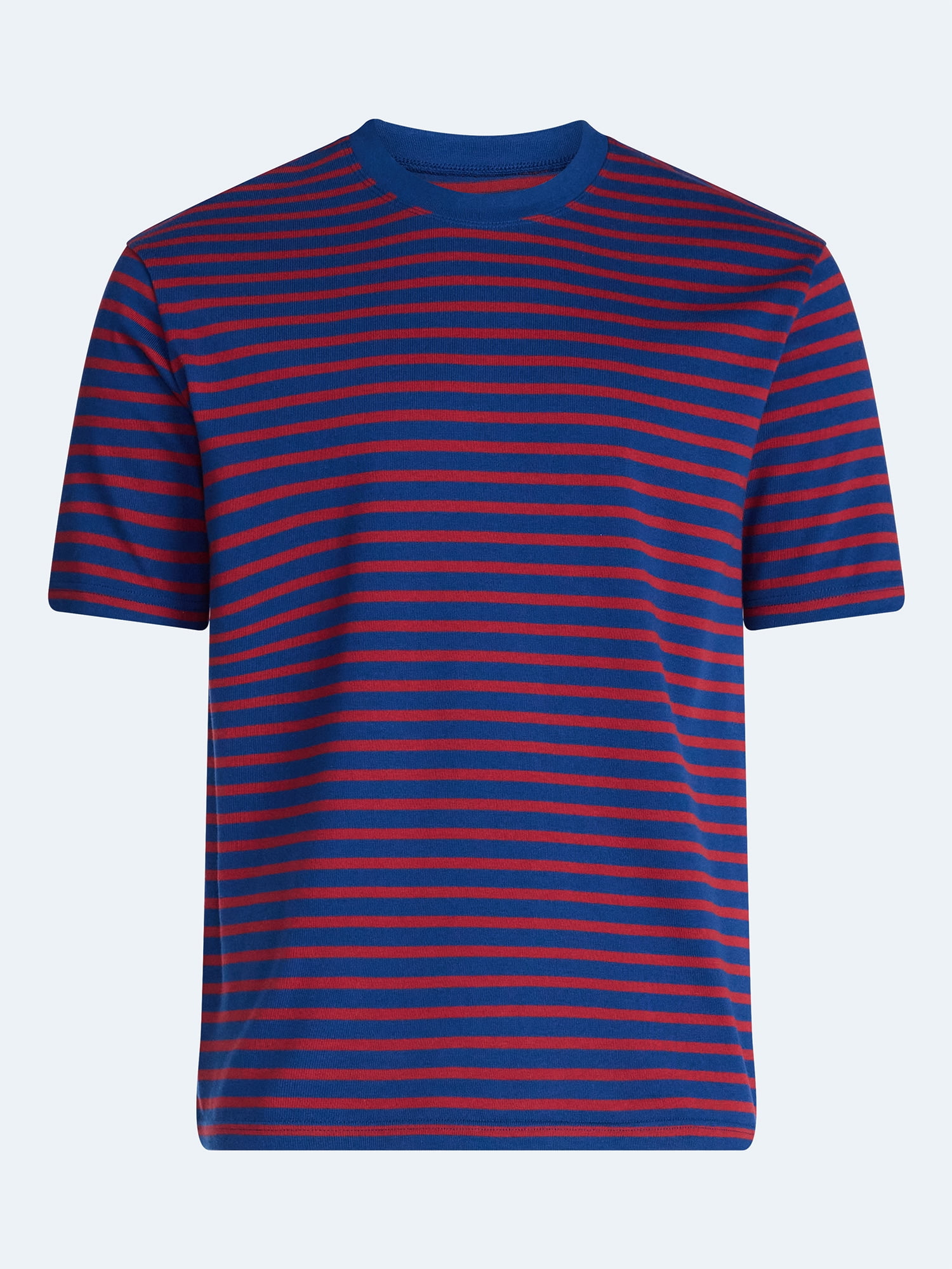 Free Assembly Striped Relaxed Heavyweight Tee with Short Sleeves, Sizes XS-3XL