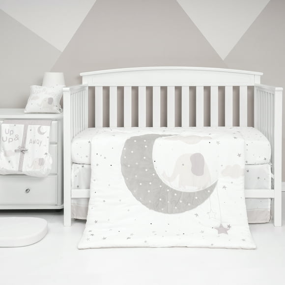 Nipperland To The Moon 5 Piece Cotton White Gray Baby Crib Children Bedding Set