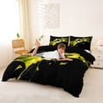 thumbnail image 2 of Castle Fairy Soccer Print Duvet Cover Queen, Abstract Grid Queen Bedding, Black Yellow,Black Reversible,3-Piece,1 Duvet Cover and 2 Pillowcases, 2 of 6