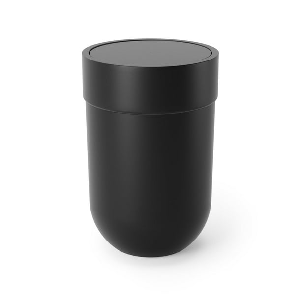 Bote de basura Umbra Touch con tapa abatible para baño, 6 litros, color negro