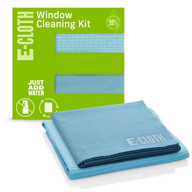 E-Cloth - Paño de limpieza de ventanas, embalaje ecológico, paño de limpieza de vidrio, ventanas sin rayas con solo agua, kit de toallas de microfibra para ventanas, p