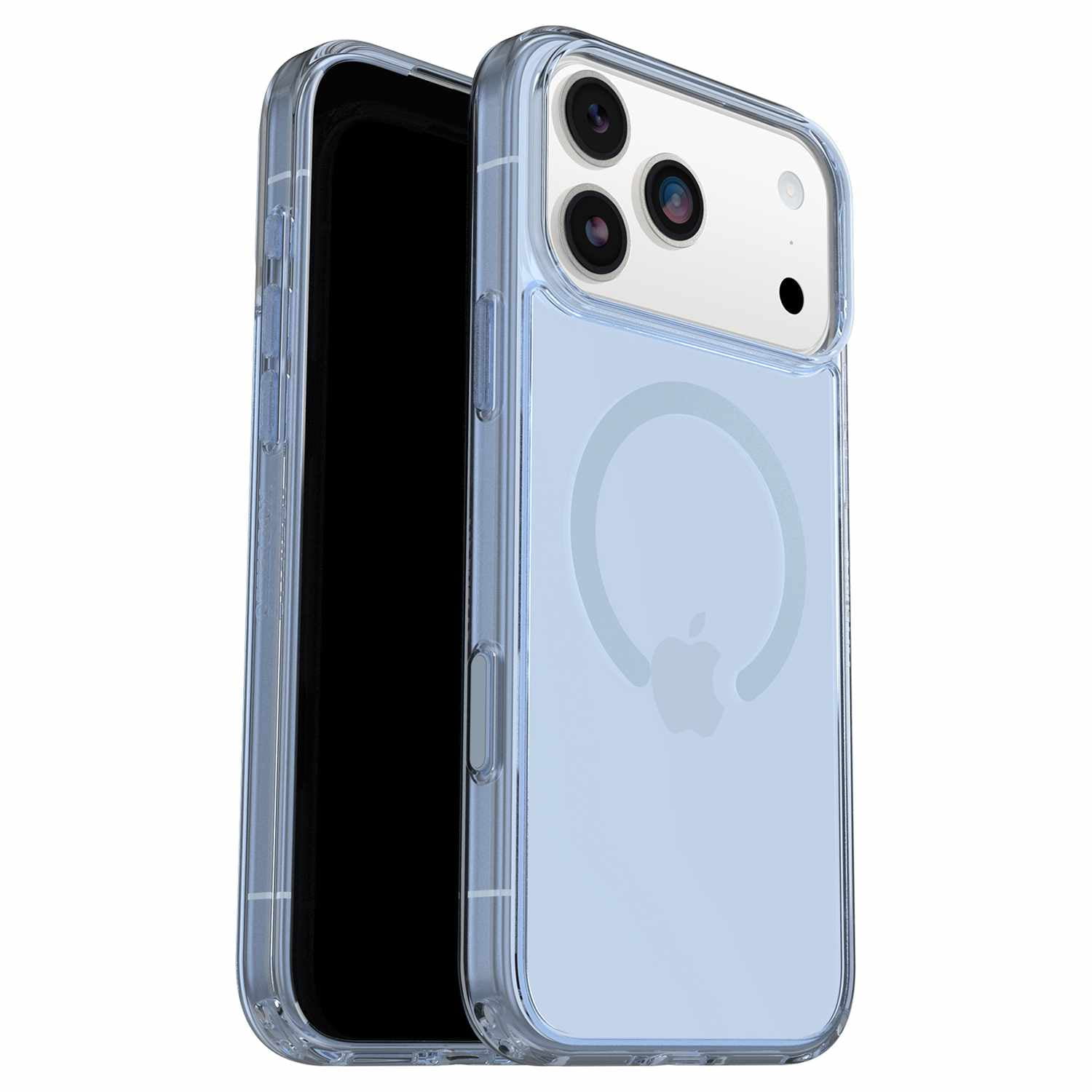 OtterBox Étui Symmetry Clear MagSafe avec Contrôle de la Caméra Silver Glade (Bleu) pour iPhone 17