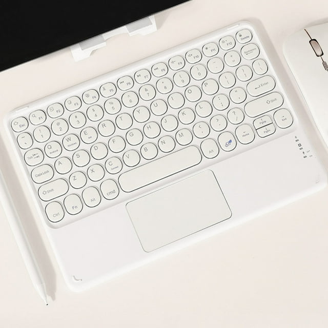 Rwvbm Clavier Bluetooth Sans Fil avec Pavé Tactile, Capuchon Rond - Mince, Portable pour PC, Tablette, Android, Autonomie de 10 m, Batterie Rechargeable, Noir Blanc Jaune Vert Menthe