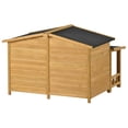 thumbnail image 6 of 47.2" Large Wooden Dog House Double Door & Porch Design, Weather-Resistant Raised Floor Ventilation for Small & Medium Dogs, Solid Fir Wood Outdoor/Indoor Kennel & Crate, 6 of 8