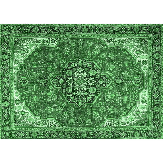 Ahgly Company Indoor Rectangle Medallion Emerald Green Traditional Area Rugs, 6' x 9'
