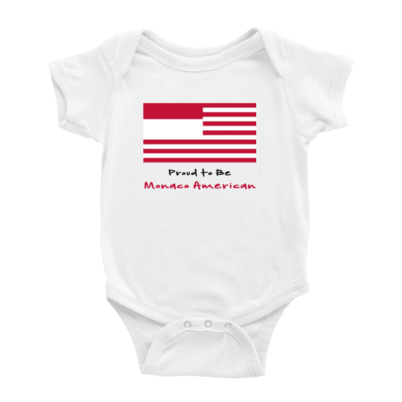 Proud to Be Monaco American Flag Cute Baby Bodysuit Newborn Clothes Outfits (White, 6-12 Months)