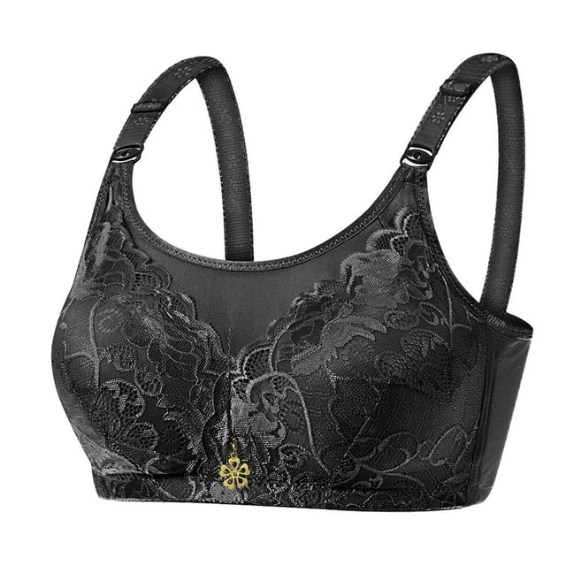 Birdeem Womens Plus Size Bra,Casual Sexy Lace Front Button Shaping Cup Shoulder Strap Underwire Bra Plus Size Extra-Elastic Wirefree