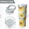 thumbnail image 4 of Sunflower 30oz Tumbler with Carry Handle – Double Wall Stainless Steel Insulated Cup, Flip Straw Lid, Leak-Proof & BPA-Free for Hot and Cold Drinks, Sports Outdoor Workout Christmas Birthday Travel, 4 of 6