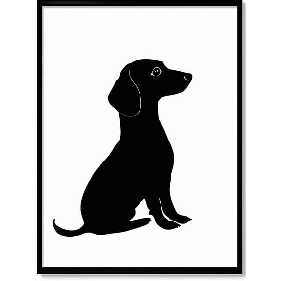 Black Dachshund Silhouette Canvas Wall Art, Perfect for Living Room, Bedroom, Office, Kitchen, and Hallway Decoration