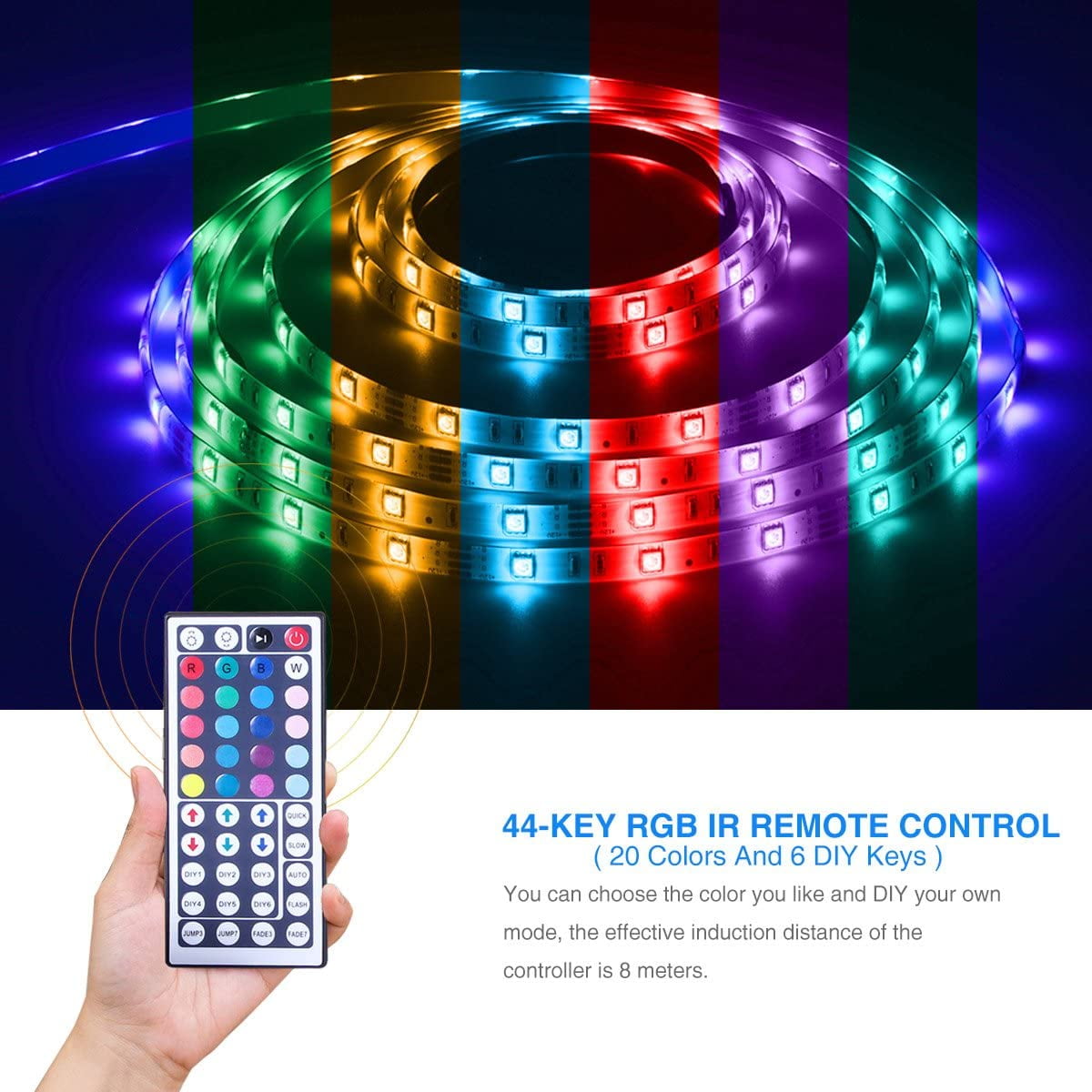 AlexTong 16.4Ft Led Strip Lights, Color Changing Light Strip Music Sync App Remote Control 5050 Led Lights with Built-in Mic Smart Led Lights for Bedroom Room TV Party DIY Decoration