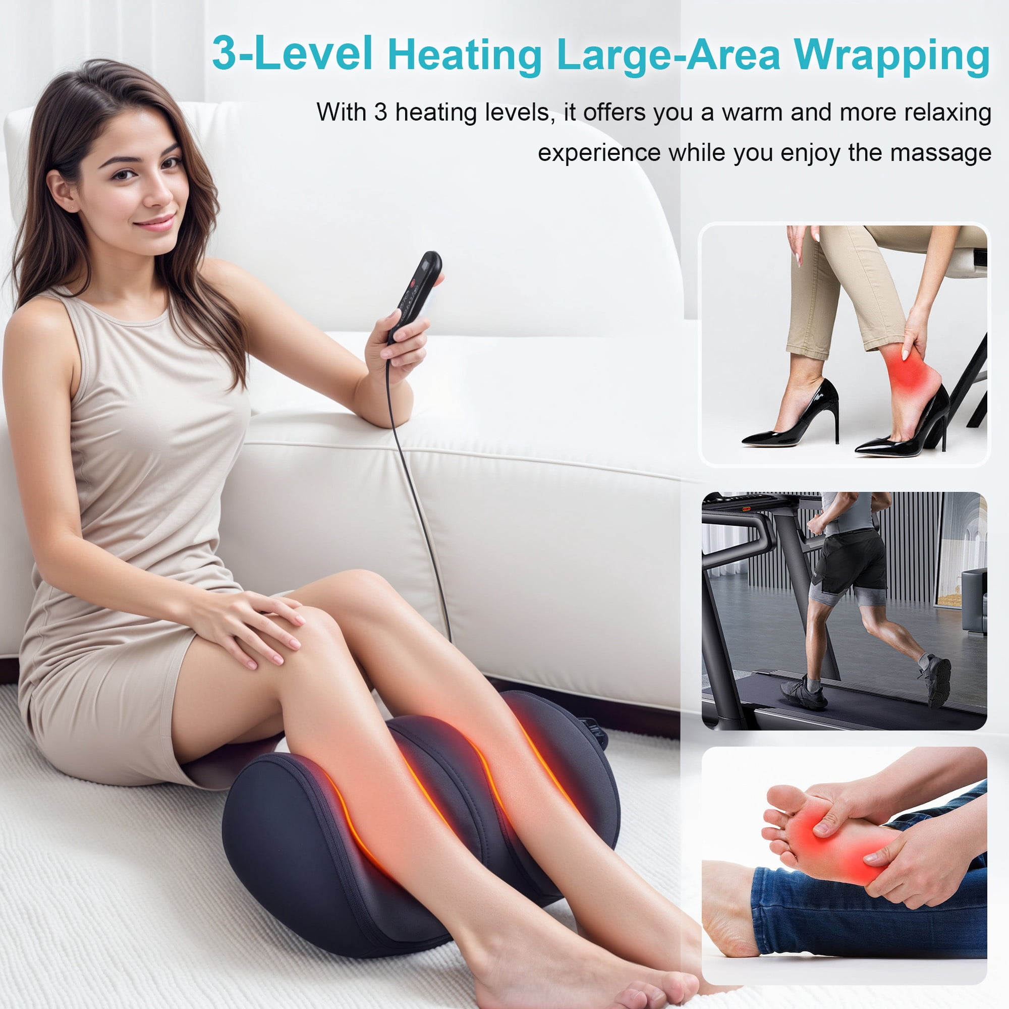 ALLJOY Shiatsu Foot Massager Machine with Heat, Foot and Calf Massager for Plantar Fasciitis, neuropathy,Pain Relief, Gifts for Women & Men
