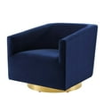 thumbnail image 1 of Armchair Accent Swivel Chair, Velvet, Gold Dark Blue, Modern Contemporary Urban Design, Living Lounge Room Hotel Lobby Hospitality, 1 of 8