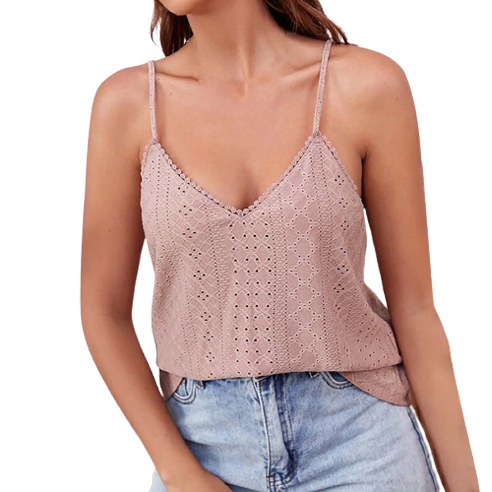 Débardeur Femme Tendance Été Couleur Unie Dentelle Creuse Mode