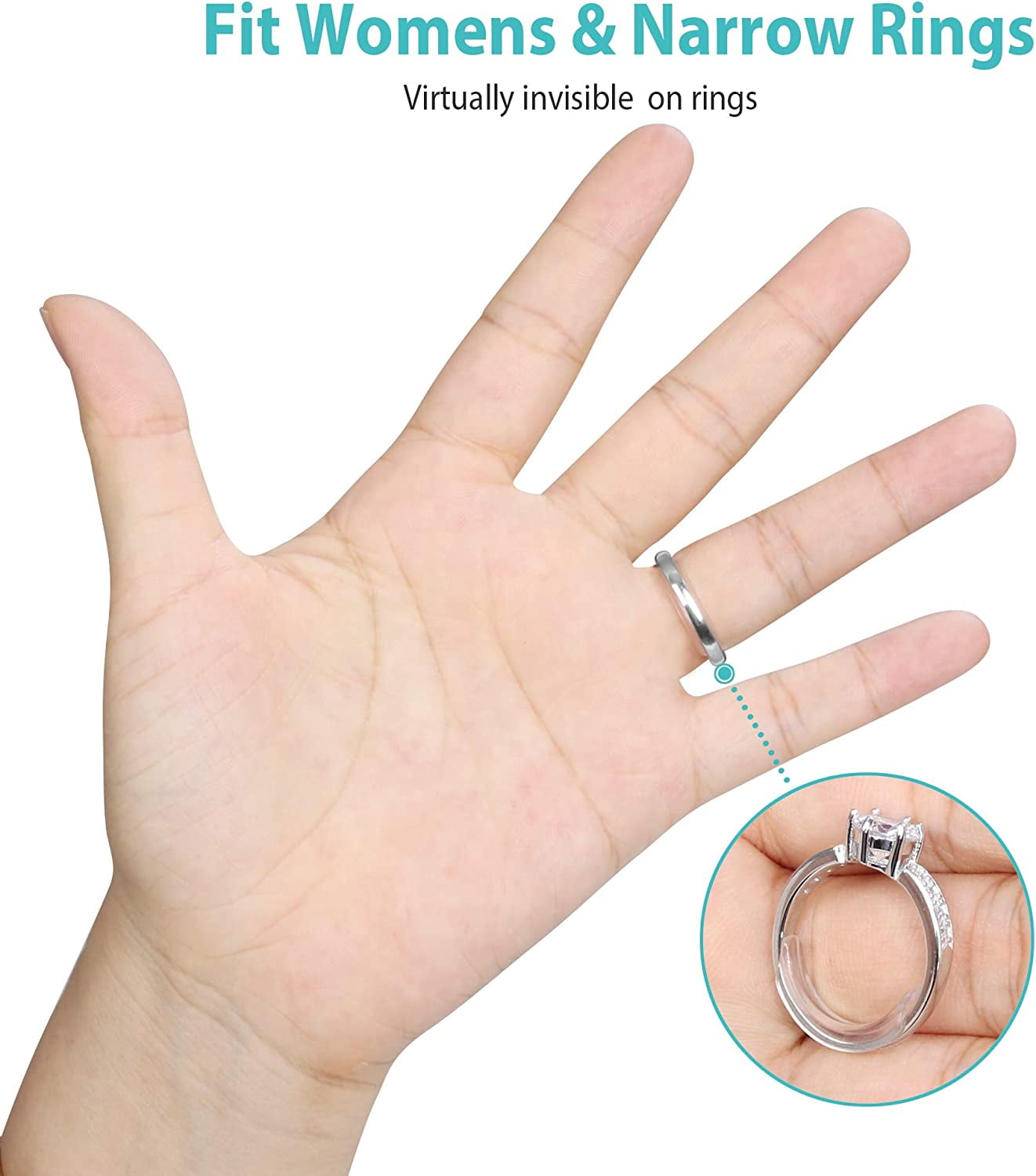 Chuangdi 8 Sheets/ 152 Pieces Invisible Ring Sizer Adjuster Ring